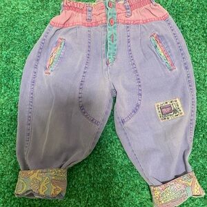 Vintage toddler girls pants with cute pastel colours and features (missingbutton
